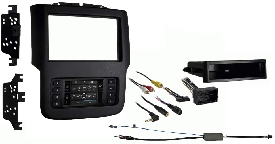 Metra Bundle Compatible with 1500 2500 3500 2013 2014 2015 2016 2017 Ram 99-6527B Single Double DIN Radio Stereo Dash Kit with Antenna Adapter
