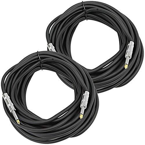 2 Pack PRO Audio 12 GA Gauge 1/4 to 1/4 Mono PA DJ Speaker Cable Wire 50 ft Foot