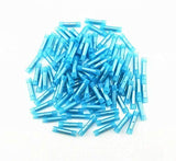Butt connector in blue color, made of nylon, designed for 16-14 gauge wire connections, ideal for electrical projects.