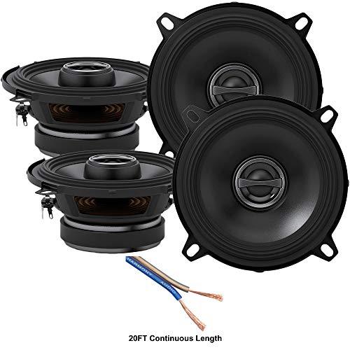 2 Pair Alpine S-S50 Car Audio Type S Series 5 1/4" 220 Watt Speakers with 20' Speaker Wire Package