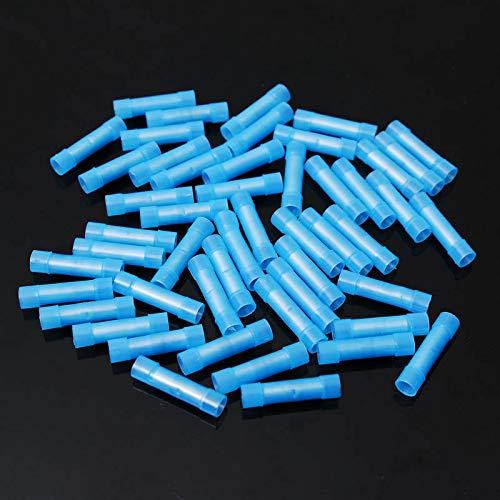 Nylon 16-14 AWG Wire Connectors Electrical Crimp Butt Connector Fully Insulated Splice Wire Terminals Blue