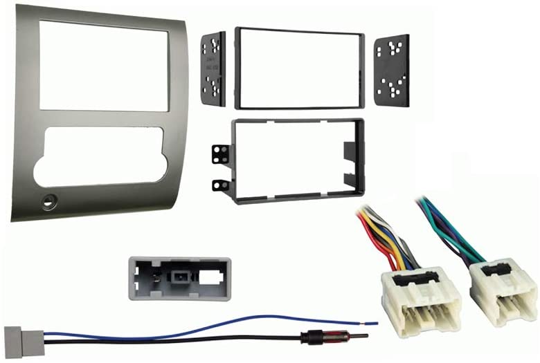 Absolute RADIOKITPKG76 Compatible with Nissan Titan 2004-2005 Double DIN Stereo Harness Radio Install Dash Kit Package