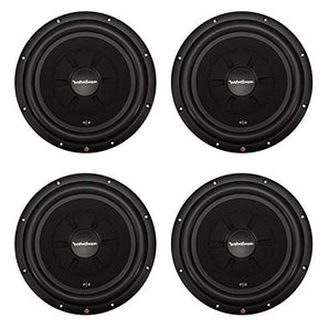 Rockford Fosgate R2SD4-12 12 Inch 500 Watt Shallow Mount Slim Car Subwoofer, Black (4 Pack)