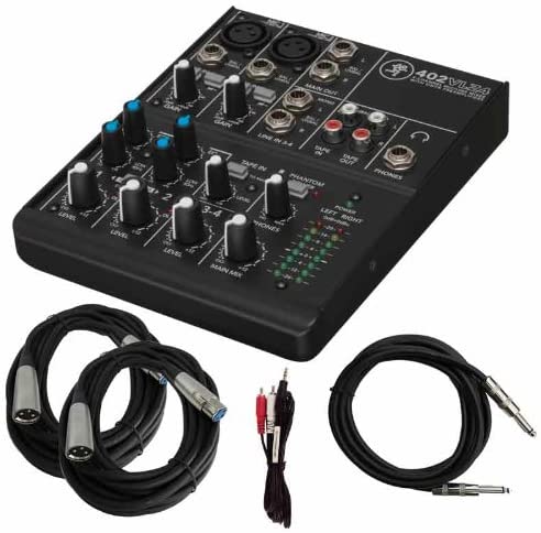 Mackie 402VLZ4 4-Channel Compact Mixer with Cables Bundle