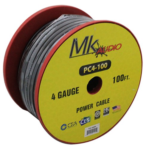 Mk Audio PC4-100BK 4 Gauge Spool Multi-Strand 100 Feet Power Wire Cable (Black)