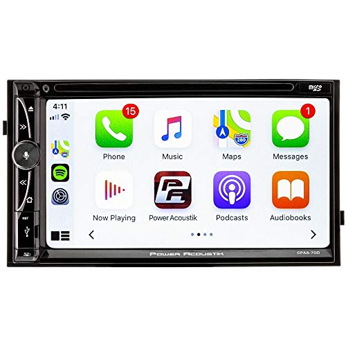 Power Acoustik CPAA-70D 7-Inch Double-DIN in-Dash DVD Receiver with Bluetooth, Apple CarPlay, and Android Auto