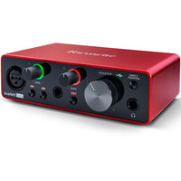 Thumbnail for Focusrite Scarlett Solo 4rd Gen 2-In, 2-Out USB Audio Interface Bundle with Mic Stand + Pop Filter and XLR Cable