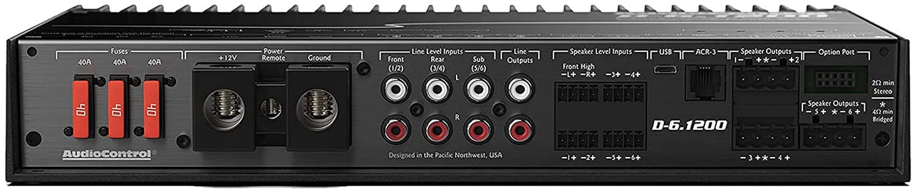 Audio Control D-6.1200 D Series 6-channel car amplifier with digital signal processing — 125 watts RMS x 6