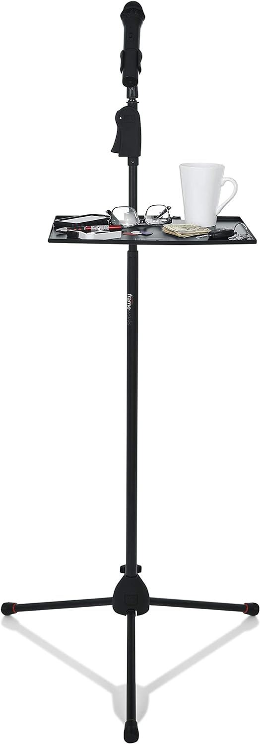 Gator Frameworks  GFW-SHELF1115 Microphone Stand Clamp-On Utility Shelf 15" x 11" Surface Area with 10 Pound Weight Capacity, Black, 11" x 15"