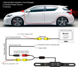 Absolute CAM600 rear view backup camera with adjustable angle and IP68 waterproof rating for car license plate.