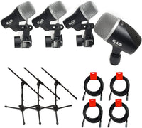 Thumbnail for CAD Audio Stage4 4-Piece Drum Microphone Bundle with 3 Tripod Mic Stands & 4 XLR Cables