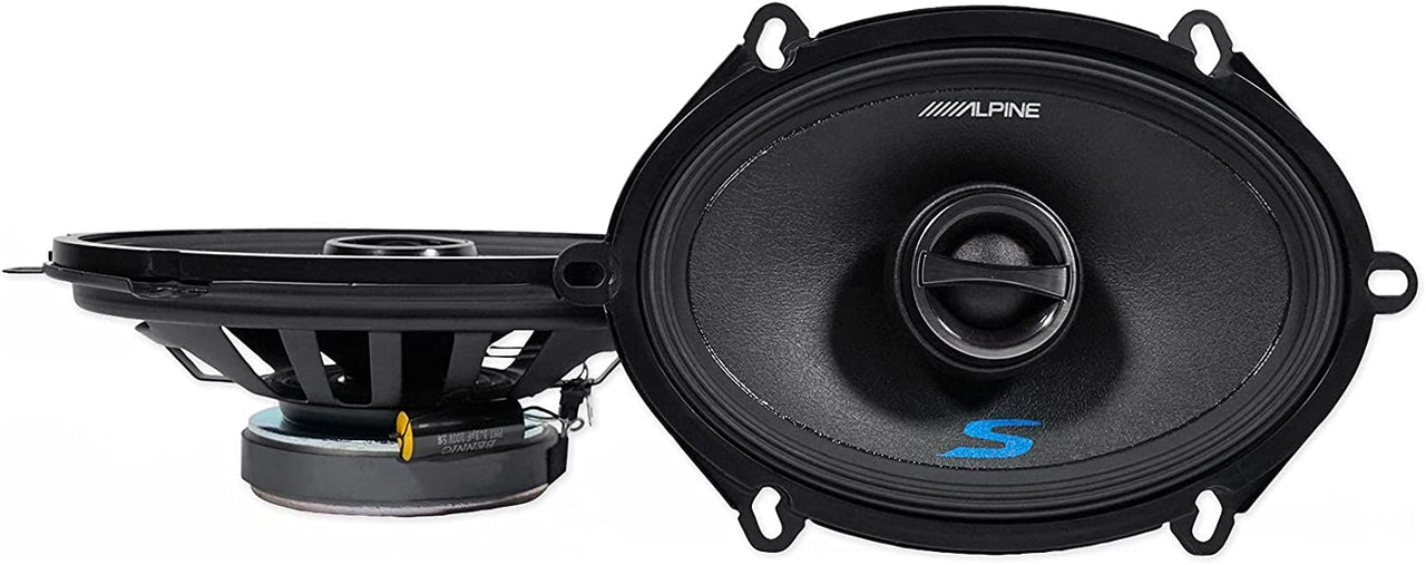 Alpine S-S57 5x7" Rear Factory Speaker Replacement Kit For 2007-2008 Ford F-150 + Metra 72-5600 Speaker Harness