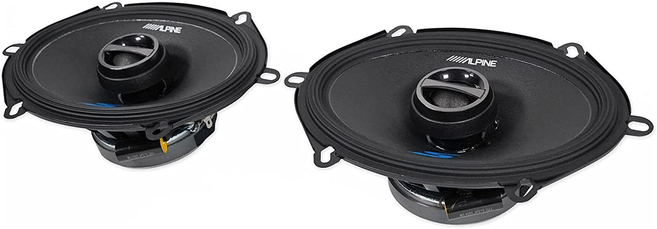2 Pair ALPINE S-S57 230 Watt 5x7" or 6x8" Coaxial 2-Way Car Audio Speakers Bundle With METRA 72-5512 Speaker Wire Harness Connector Compatible With 1987-Up Ford