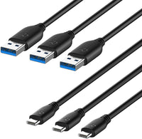 Thumbnail for American Terminal USB-C to USB-A 3.0 Cable 6 Feet Type C Charging and Data Transfer 3-Pack