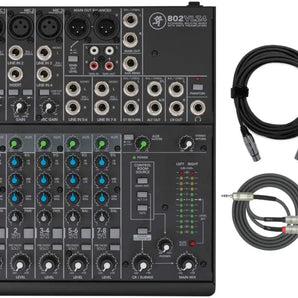 Mackie 802VLZ4 8CH Compact Mixer Preamps + XLR Cable 20' + 3.5mm TRS to dual 1/4" TS Stereo Cable