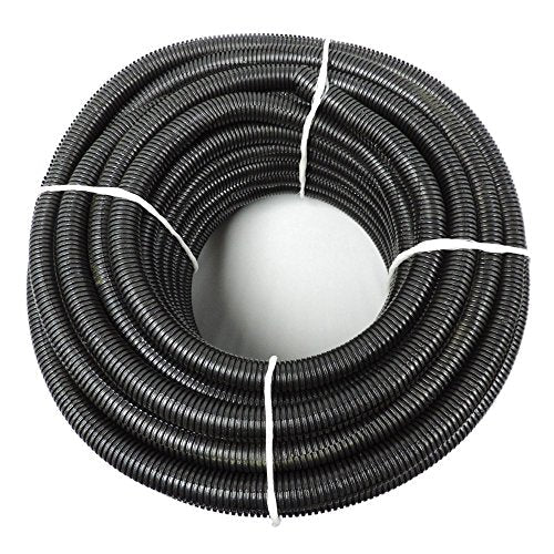 American Terminal 1.5" x 100' Flexible Polyethylene Split Tubing - Black Corrugated Wire Loom