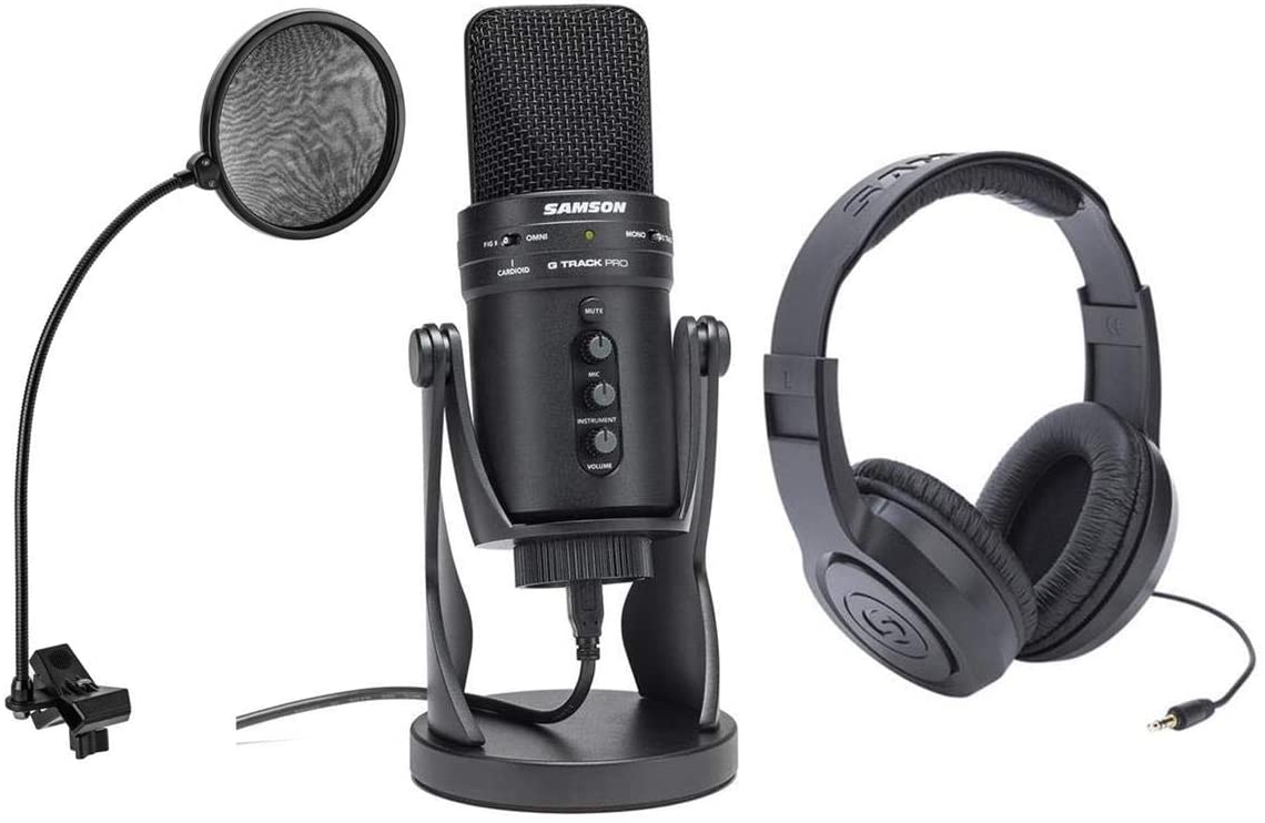 SAMSON G-Track Pro Studio USB Podcast Microphone Mic+Built in Audio  Interface
