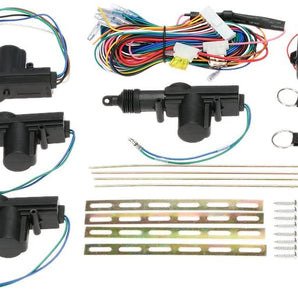 Patron PDLK4 keyless entry system components, including door lock actuators, wiring, and remote control fobs.