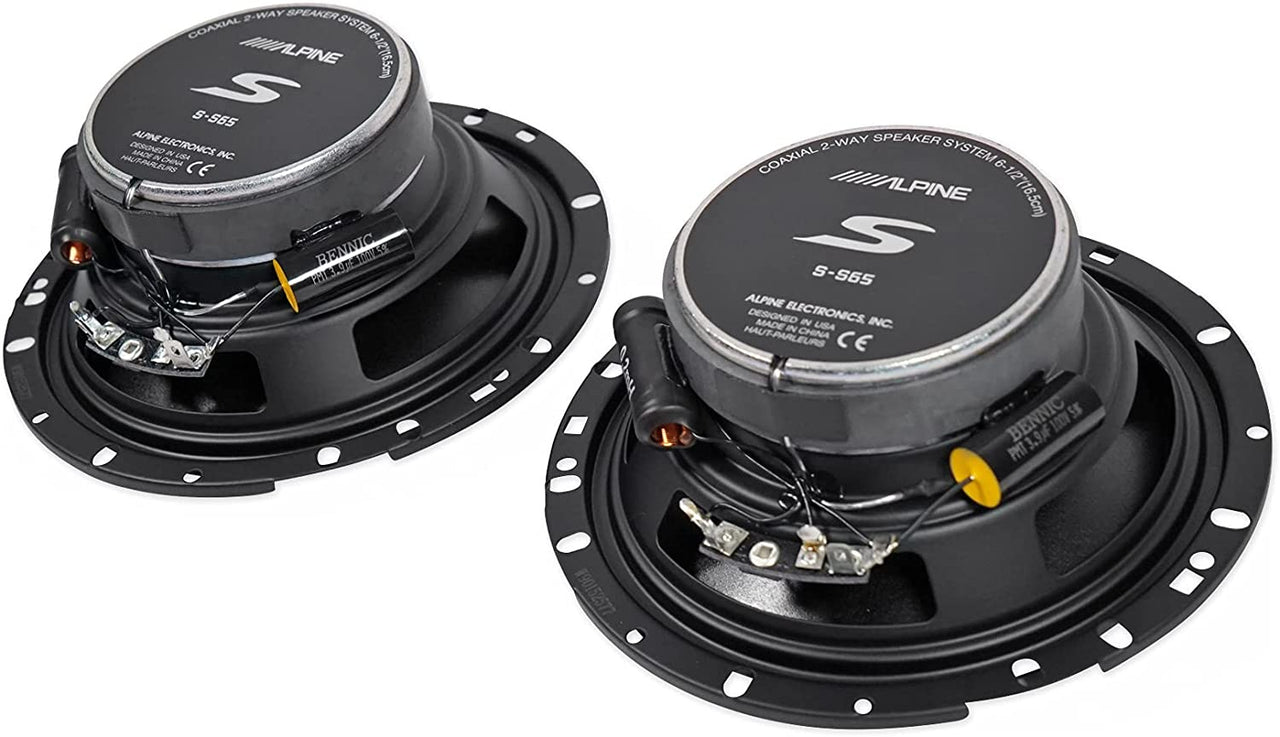 Alpine S-S65 + Front or Rear Speaker Adapters + Harness For Select Honda and Acura Vehicles
