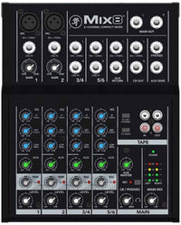 Thumbnail for Mackie Mix8 8-Channel Compact Mixer Bundle with MR DJ Headphones, Two 1/4
