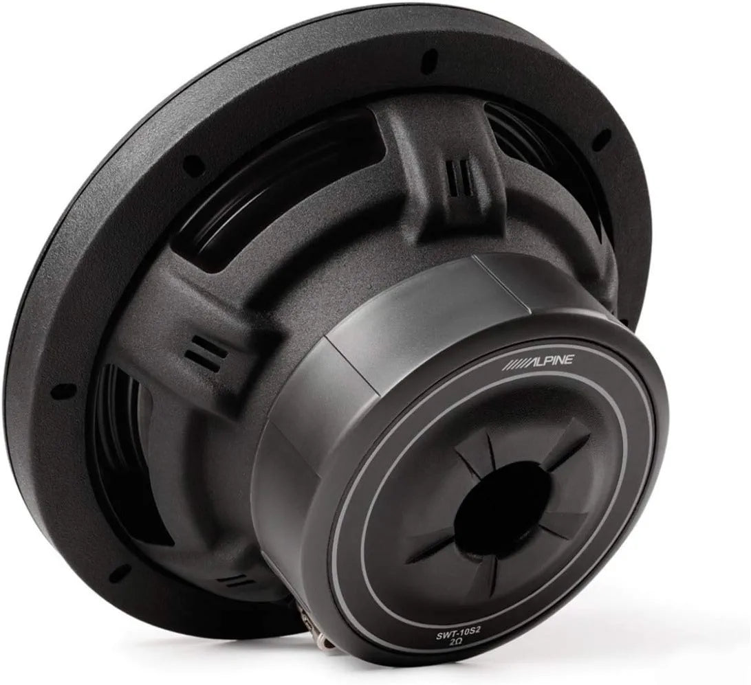 Alpine SWT-10S2 Car Stereo<br/>1000W Peak 10" SWT Series Single 2-ohm Shallow Mount Subwoofer
