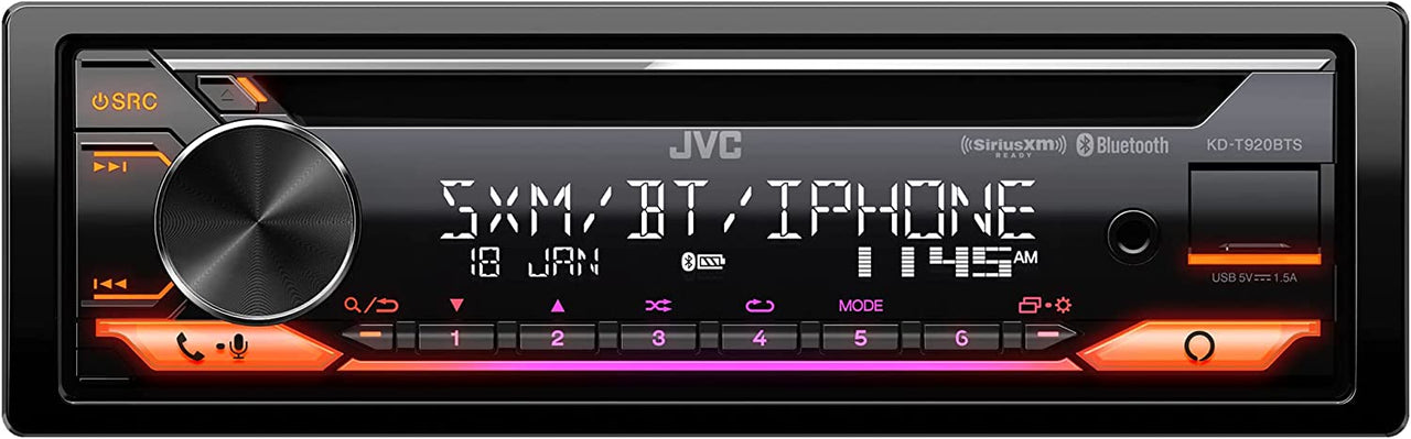 Jvc KD-T920BTS Single DIN In-Dash CD Receiver with Bluetooth and Built-in Alexa (Sirius XM Ready)