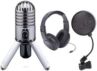 Thumbnail for Samson Meteor Mic USB Studio Microphone Large Diaphragm, Built-in Monitoring + Samson Stereo Headphones + Pop Filter