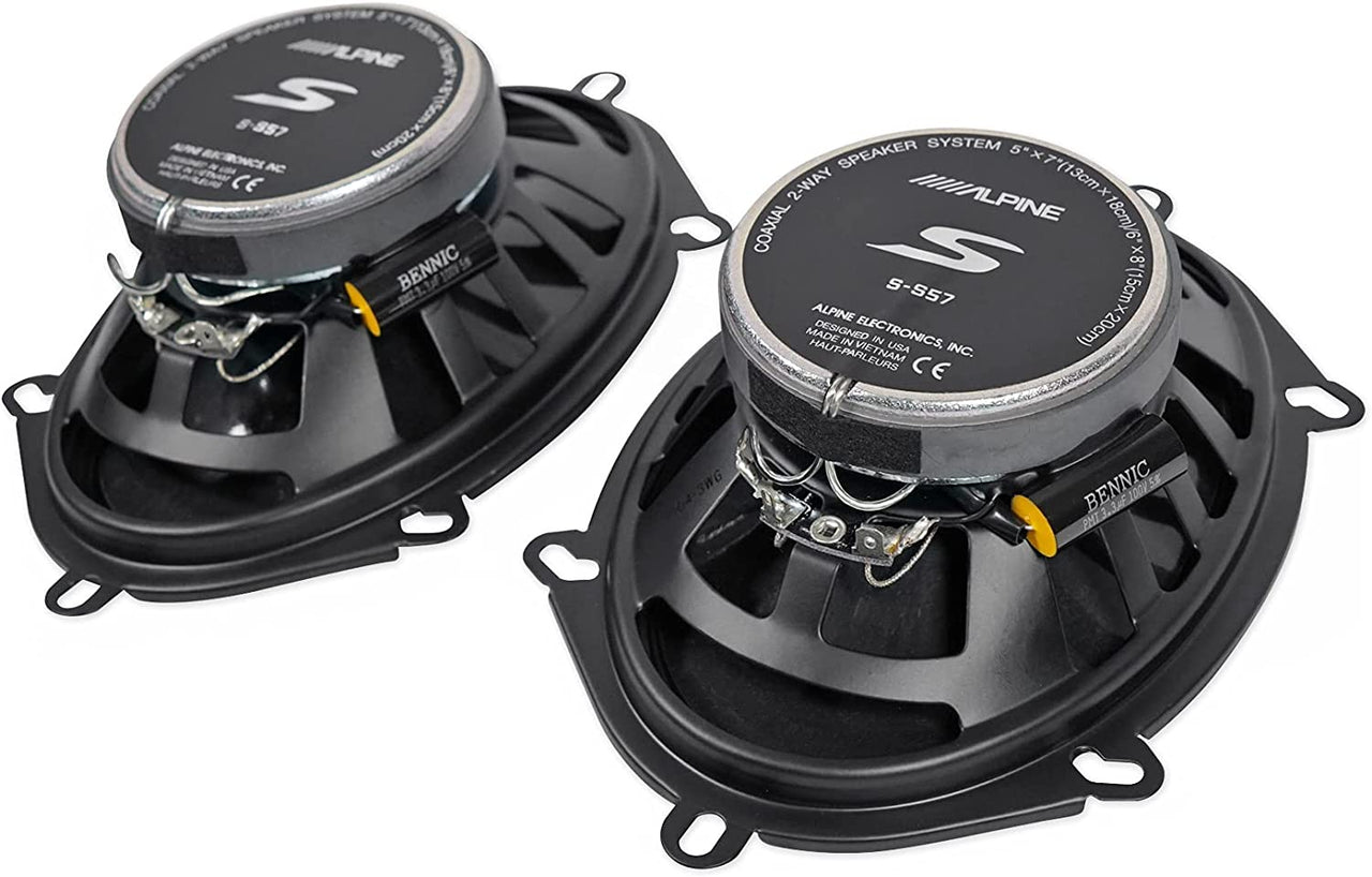 Alpine S-S57 5x7" Rear Factory Speaker Replacement Kit For 1997-1998 Lincoln Navigator + Metra 72-5512 Speaker Harness