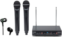 Thumbnail for SAMSON Stage 212 Dual VHF Handheld Wireless Microphone System w 2 Q6 Mics Bundle with Mackie CR BUDS Studio Quality Earphones EarBuds Headphones w Mic & Controls