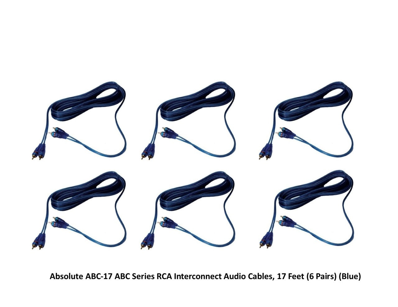 RCA Interconnect Audio Cables 17 Feet 6 Pair (Blue)