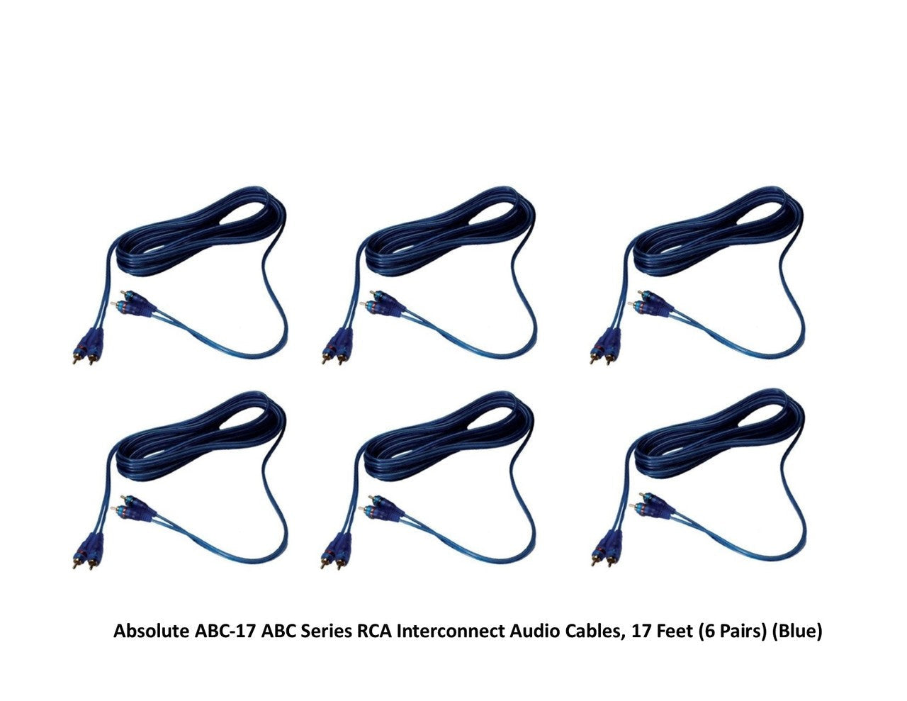 Absolute ABC-17 ABC Series RCA Interconnect Audio Cables 17 Feet 6 Pair (Blue)