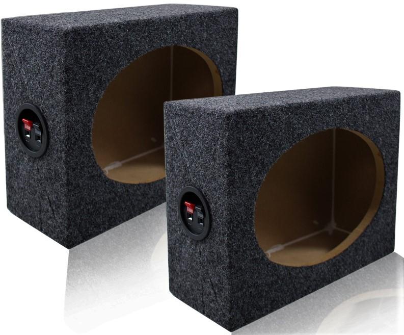 2 MK Audio 6"x9" Square MDF Speaker Box with Black Carpet & Terminal Cups for Car & Home