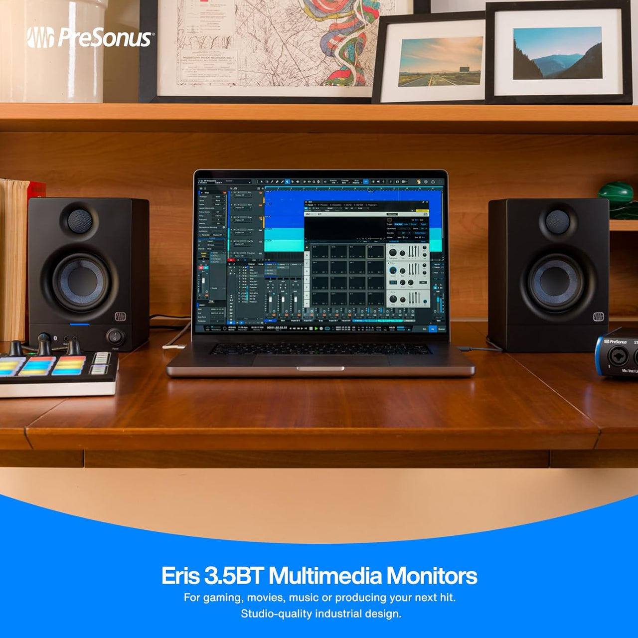 PreSonus Eris 5BT Bluetooth Studio Monitors, Pair — 5" Powered, Active Monitor Speakers for Near Field Music Production, Audio Mixing & Recording