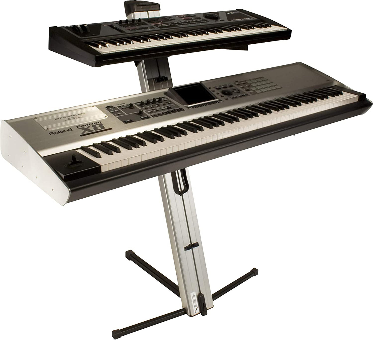 Ultimate Support AX-48 PRO SILVER Series Two-tier Portable Column Keyboard Stand
