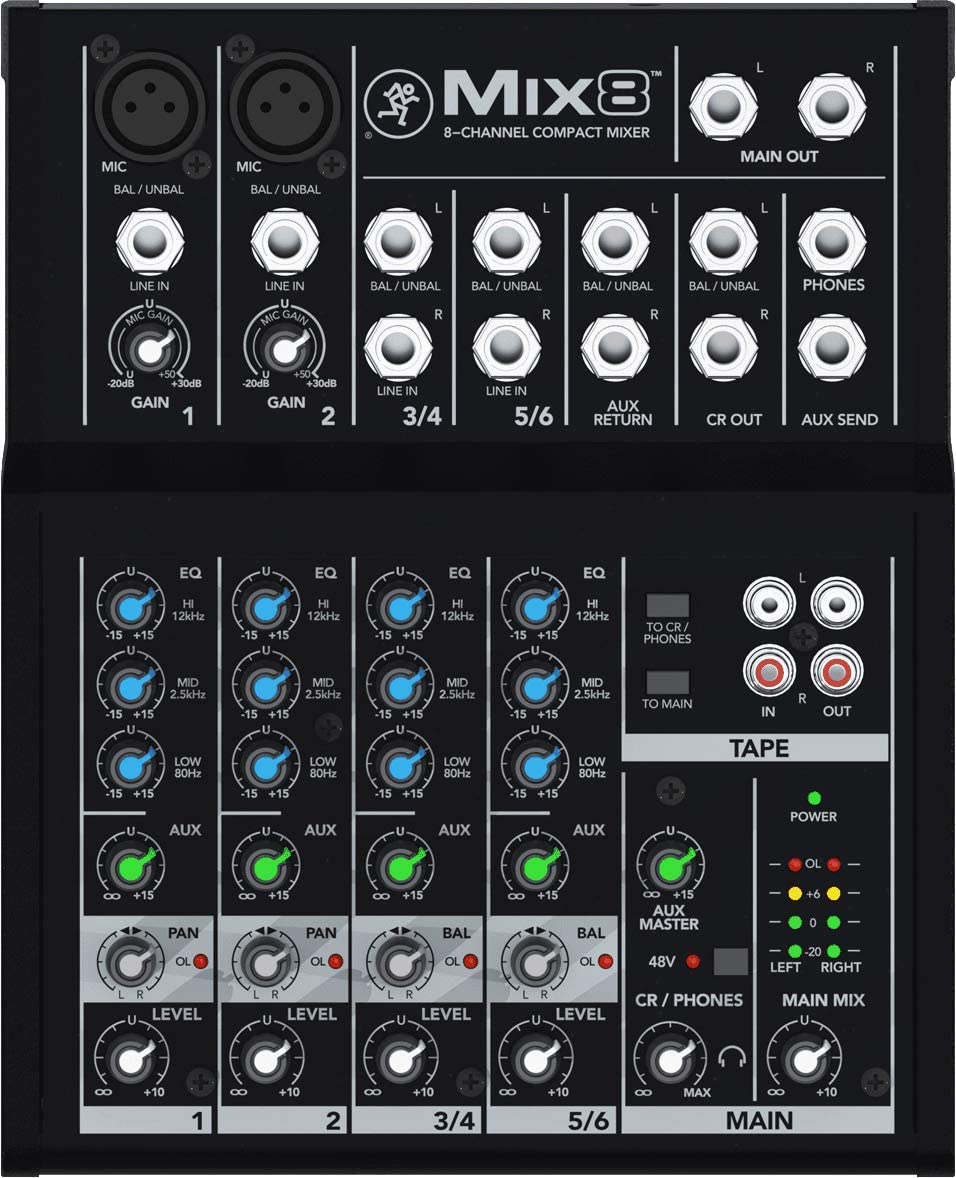 Mackie Mix8 Mix Series, 8-Channel Compact Mixer with Studio-Level Audio Quality