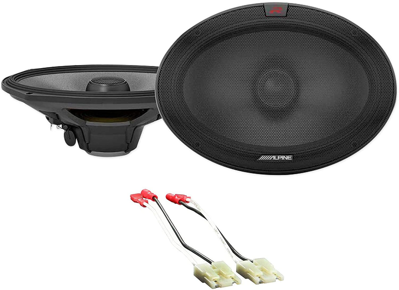 Alpine R-S69.2 600W Peak, 200W RMS R-Series 6x9 Inch Coaxial 2-Way Speakers Bundle with METRA 72-1002 Speaker Connector Harness for 1984-02 Jeep+Dodge+Cherokee Vehicles