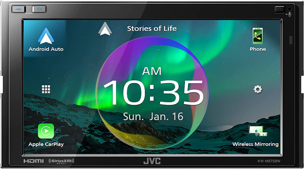 Jvc KW-M875BW 6.8” Double-DIN Touchscreen Digital Multimedia Receiver with Bluetooth, Apple CarPlay and Android Auto
