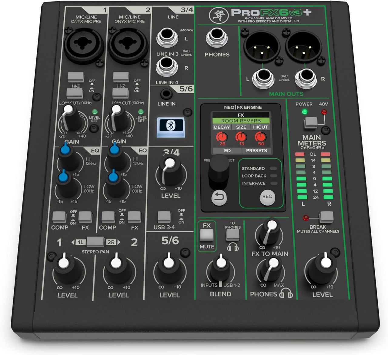 Mackie ProFX6v3+ Series 6-Channel Analog Mixer for Studio-Quality Recording and Live Streaming With Enhanced FX, USB Recording Modes and Bluetooth