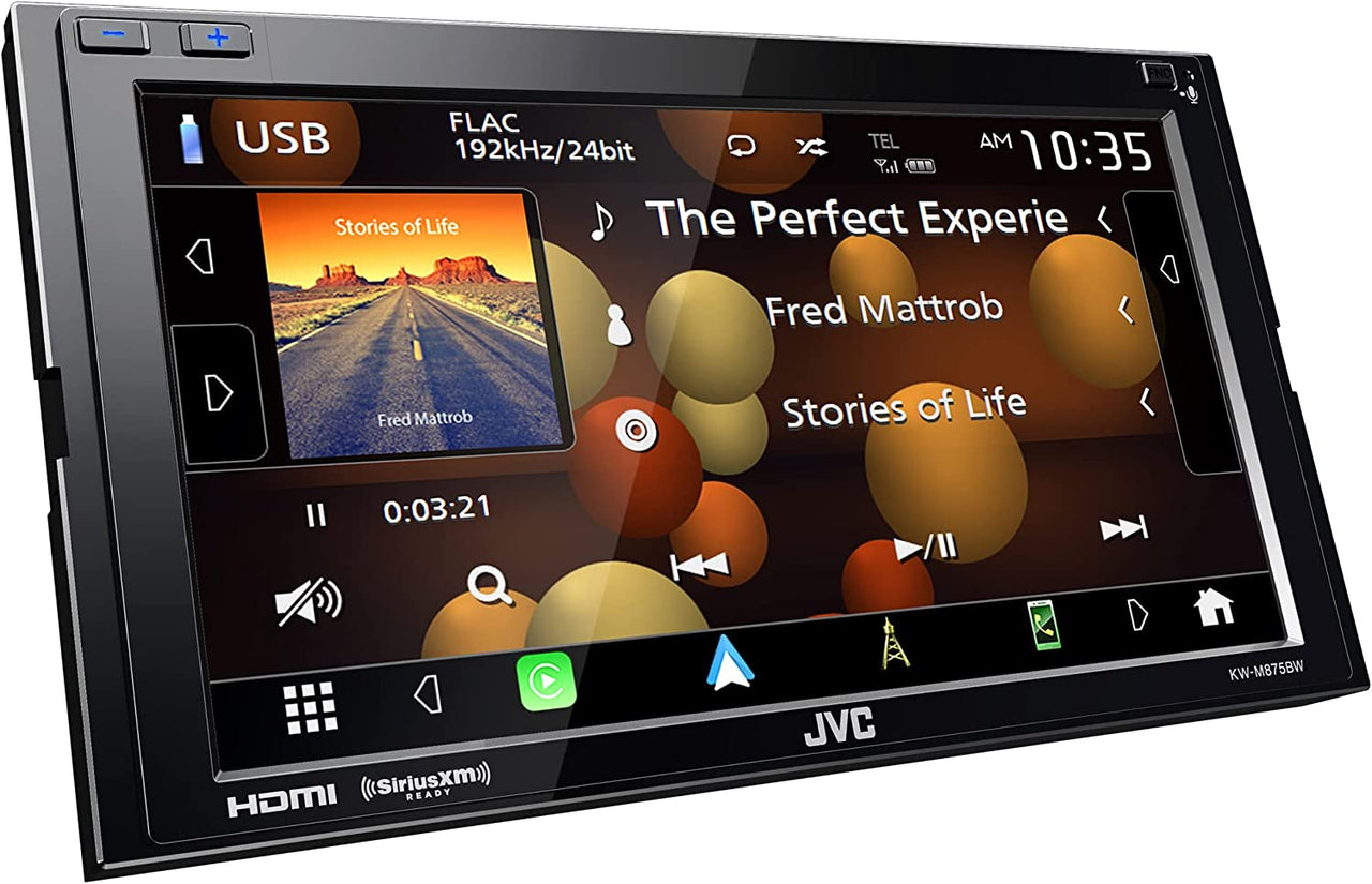 Jvc KW-M875BW 6.8” Double-DIN Touchscreen Digital Multimedia Receiver with Bluetooth, Apple CarPlay and Android Auto