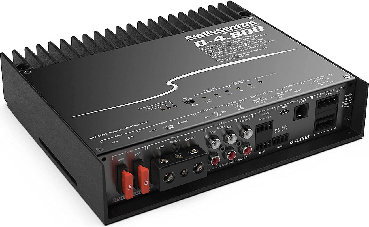 Audio Control D-4.800 D Series 4-channel car amplifier with digital signal processing — 125 watts x 4