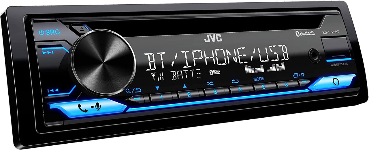 JVC KD-T720BT Single-DIN In-Dash CD Bluetooth Alexa with PAC SWI-CP5 Steering Wheel Interface