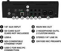Thumbnail for Mackie DLZ Creator XS Adaptive Digital Mixer for Podcasting, Streaming and YouTube with User Modes, Mix Agent Technology, Auto Mix, Onyx80 Mic Preamps