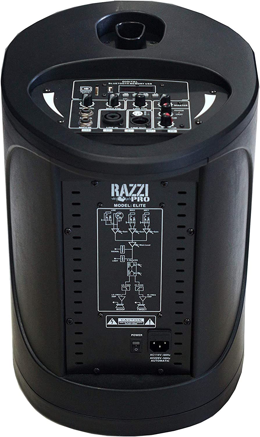 Razzi PRO Elite Line Array All in one 8" Subwoofer with 2 Section Tower with 4 x 3" Bluetooth Portable PA DJ Speaker