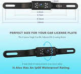 CAM600 color rear view camera dimensions, adjustable angle, IP68 waterproof, perfect for car license plates.