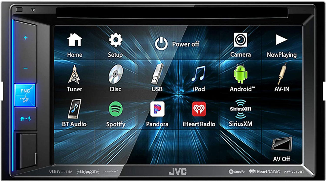 JVC KW-V250BT Car DVD CD Receiver 6.2" Monitor w/Bluetooth/13-Band EQ + Absolute CAM880 Backup Camera