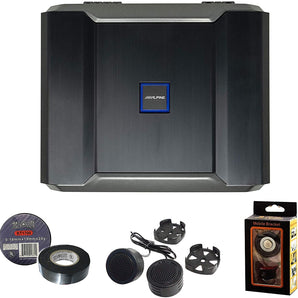 Alpine R-A75M Mono subwoofer Amplifier 750 watts RMS x 1 at 2 ohms Bundle