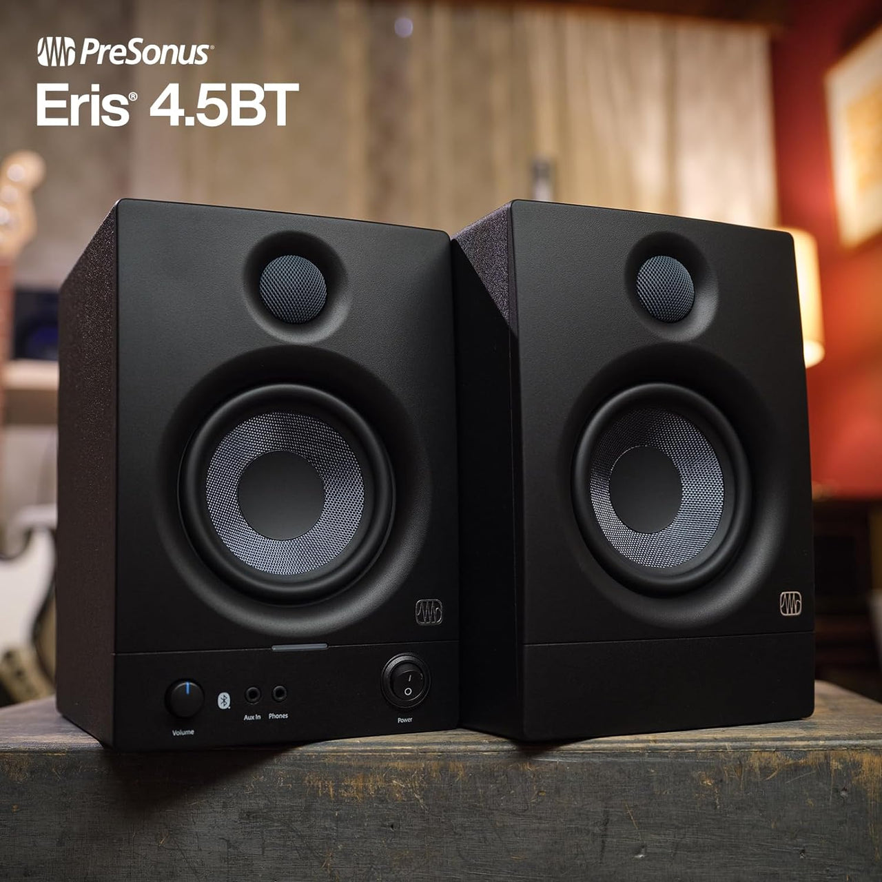 PreSonus Eris 4.5BT Bluetooth Studio Monitors, Pair — 4.5" Powered, Active Monitor Speakers for Near Field Music Production, Audio Mixing & Recording