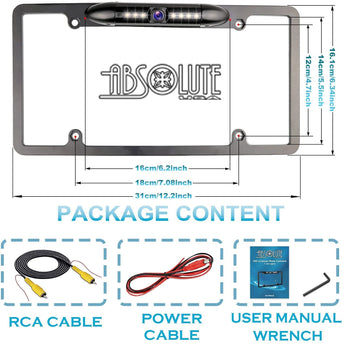 Absolute CAM2100S chrome reversing car camera with 170° viewing angle and night vision features.