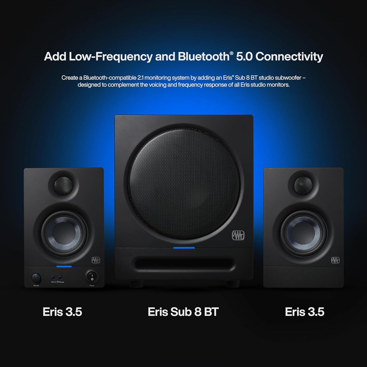 PreSonus Eris 3.5 Studio Monitors, Pair — Powered, Active Monitor Speakers for Near Field Music Production, Desktop Computer, Hi-Fi Audio