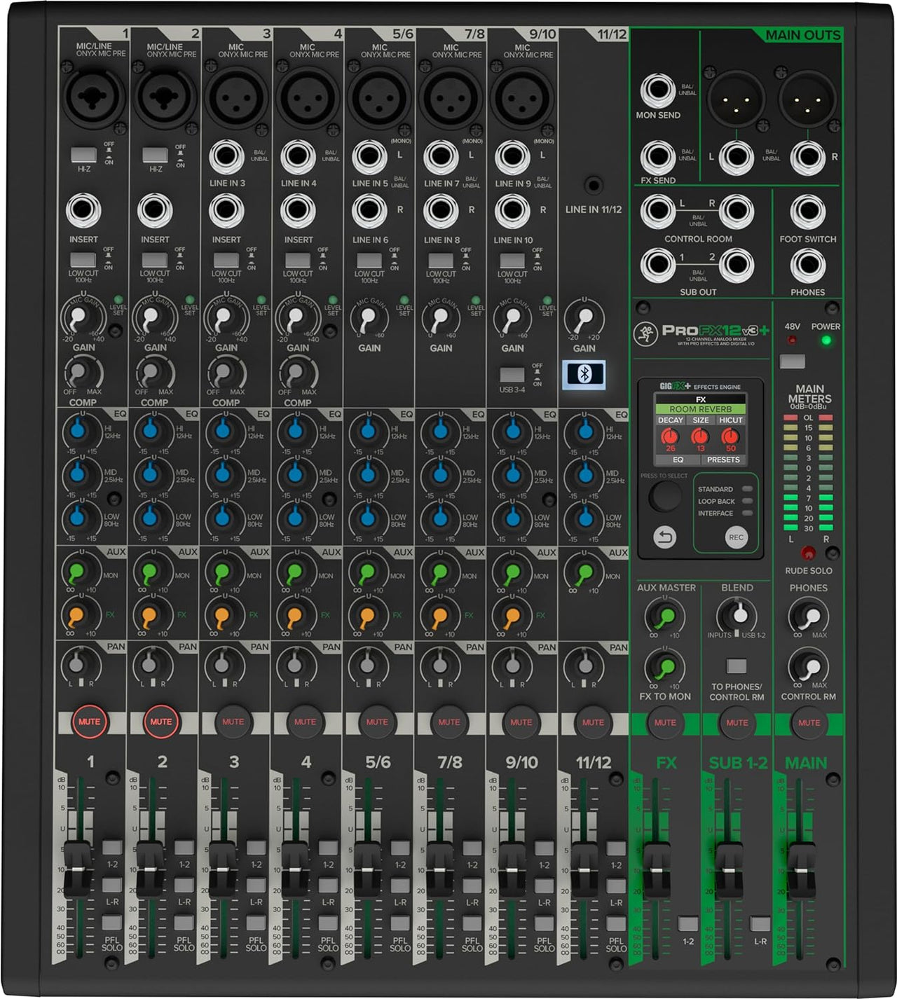 Mackie ProFX12v3+ Series 12-Channel Analog Mixer for Studio-Quality Recording and Live Streaming With Enhanced FX, USB Recording Modes and Bluetooth